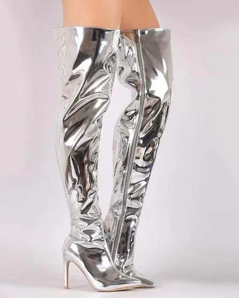 Bota De Cano Alto Com Salto Angela