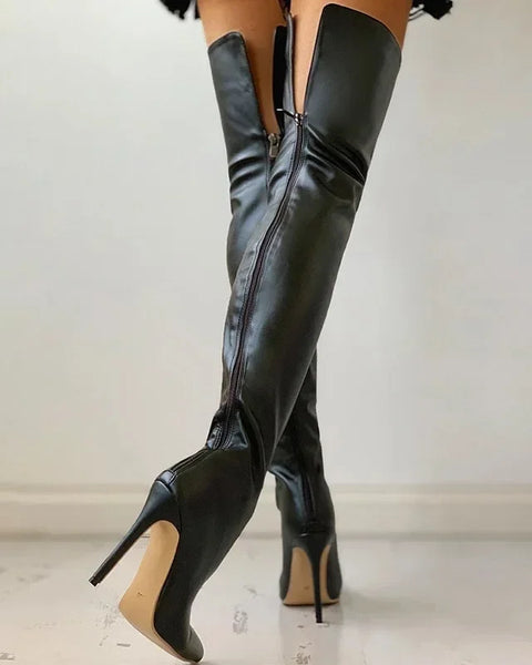 Bota De Cano Alto Com Salto Aparecida